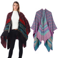 Damen Wrap Pashmina Poncho Cape Wollähnlicher Schal Wendbares Design Lange Strickjacke Ruana